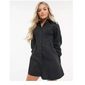 Misguided shirt dress with corset detail in back